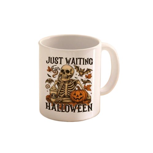 “Just Waiting for Halloween” Mug | Funny Coffee Cup for Spooky Season Lovers